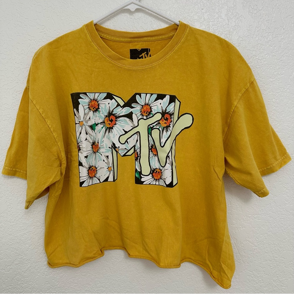 MTV Logo Tee in Mustard Yellow
